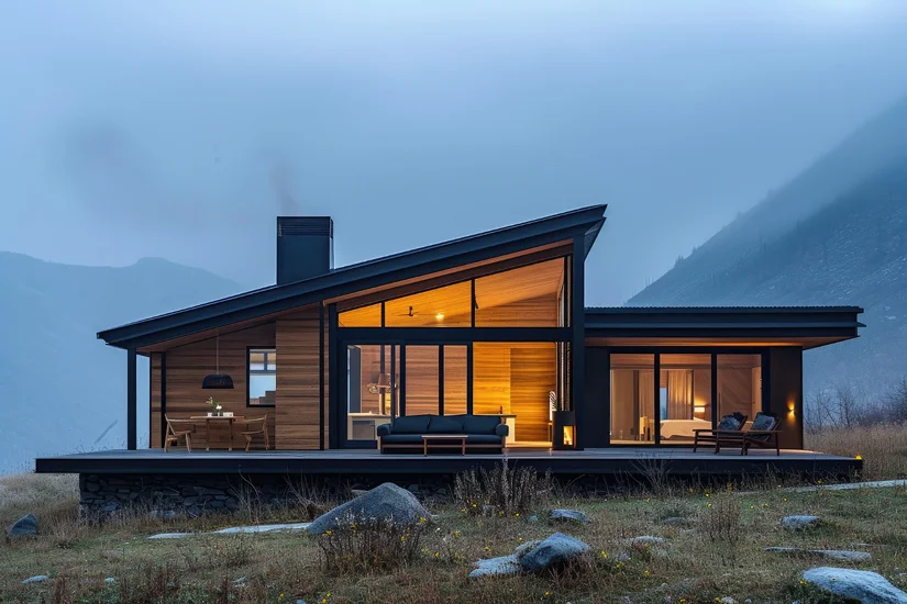 фасад дома в стиле Барнхаус