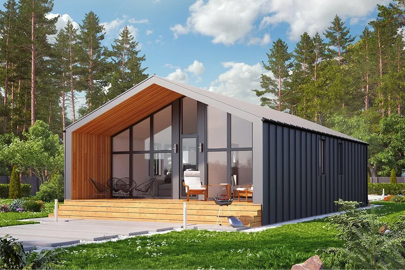 одноэтажный дом в стиле барнхаус