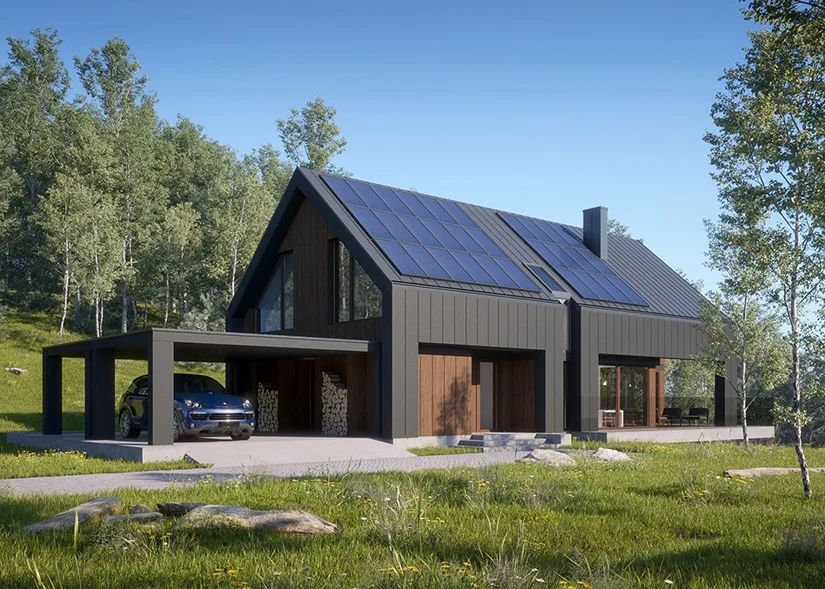 барнхаус с террасой и гаражом