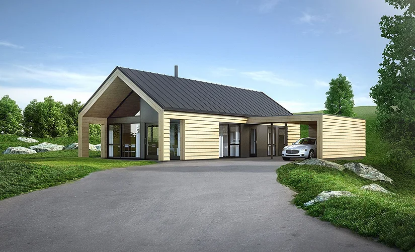 проект дома барнхаус с гаражом