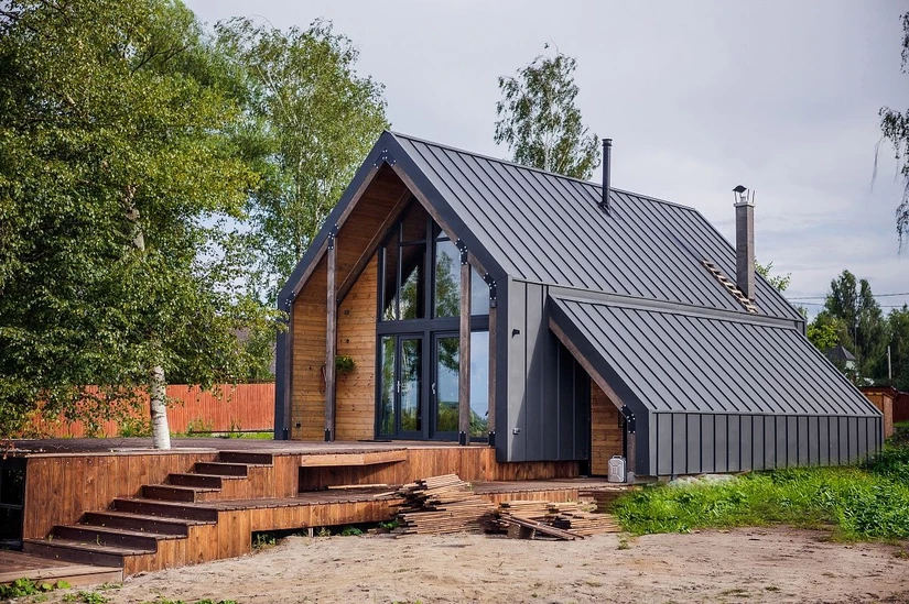 одноэтажный барнхаус в стиле лофт